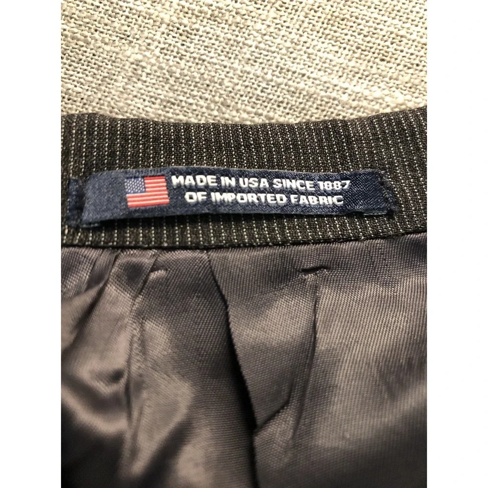 Hart Schaffner Marx Blazer 46R Black Micro Stripe Classic Suit Coat Jacket USA